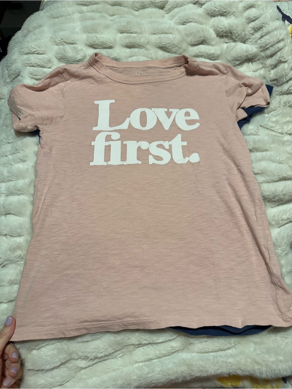J. Crew Pink 'Love first.' Graphic Tee